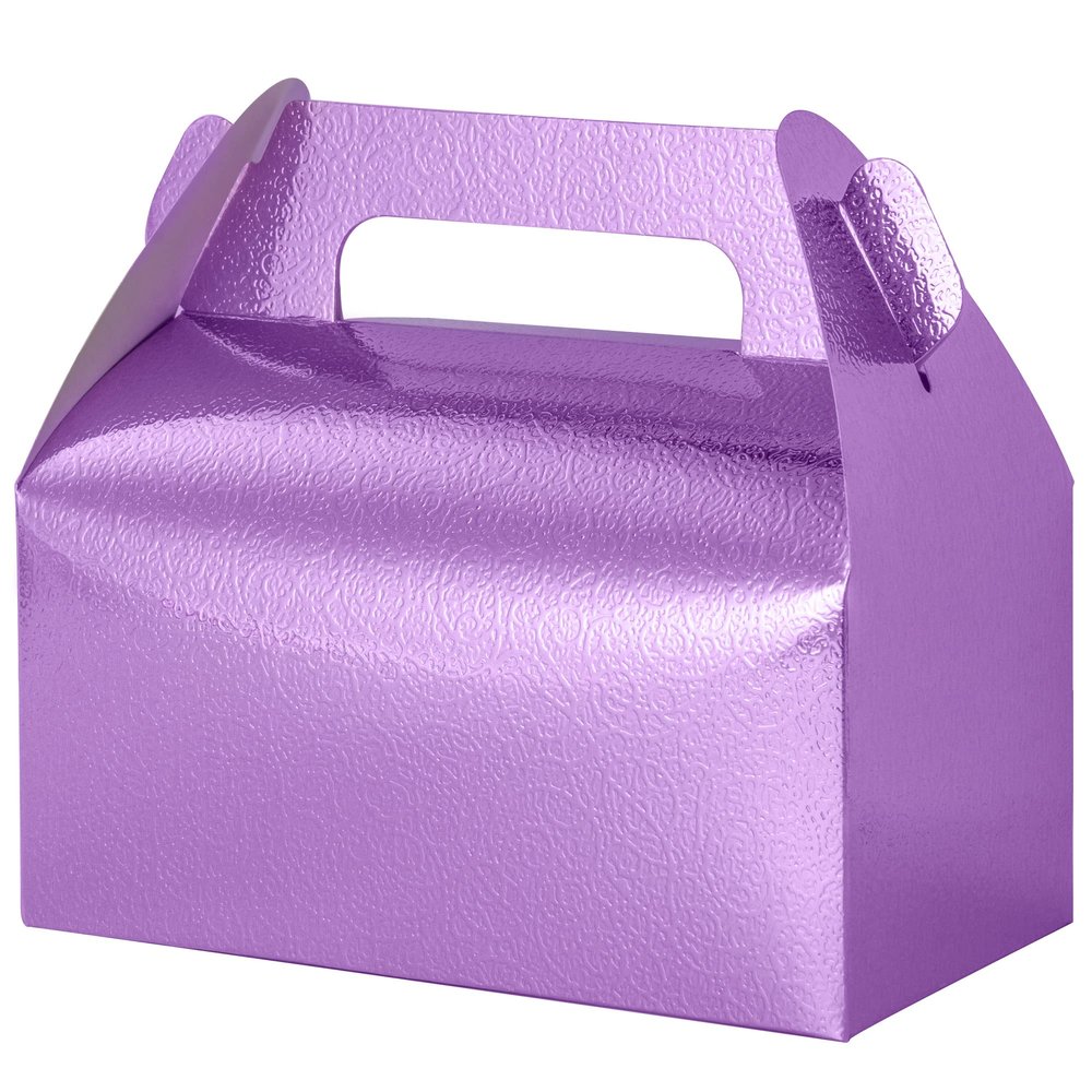 UnicoPak 30 Pack Purple Party Favor Bag Boxes, Gable Gift Boxes for Treats Goodies Cookies Candies, Ideal for Purple Party Favors, Theme Birthday Party, Valentine's Day, 6.5x3.5x3.5 Inches
