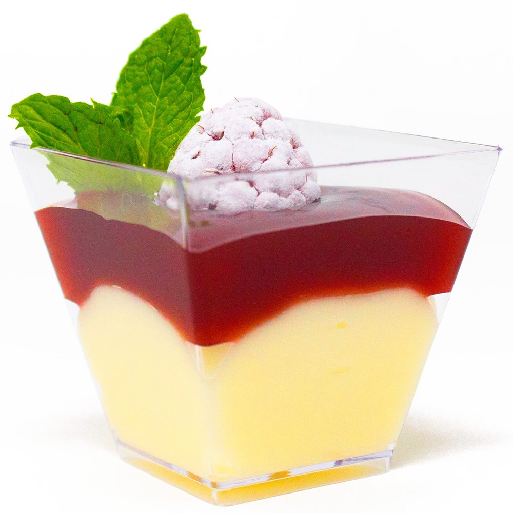 Tiny 50ct 2oz Mini Pyramid Plastic Dessert Cups Professional-Grade Recyclable Disposable Party Cups and Mini Appetizers Dessert Shooter Cups Small Serving Plastic Cups CMJJ