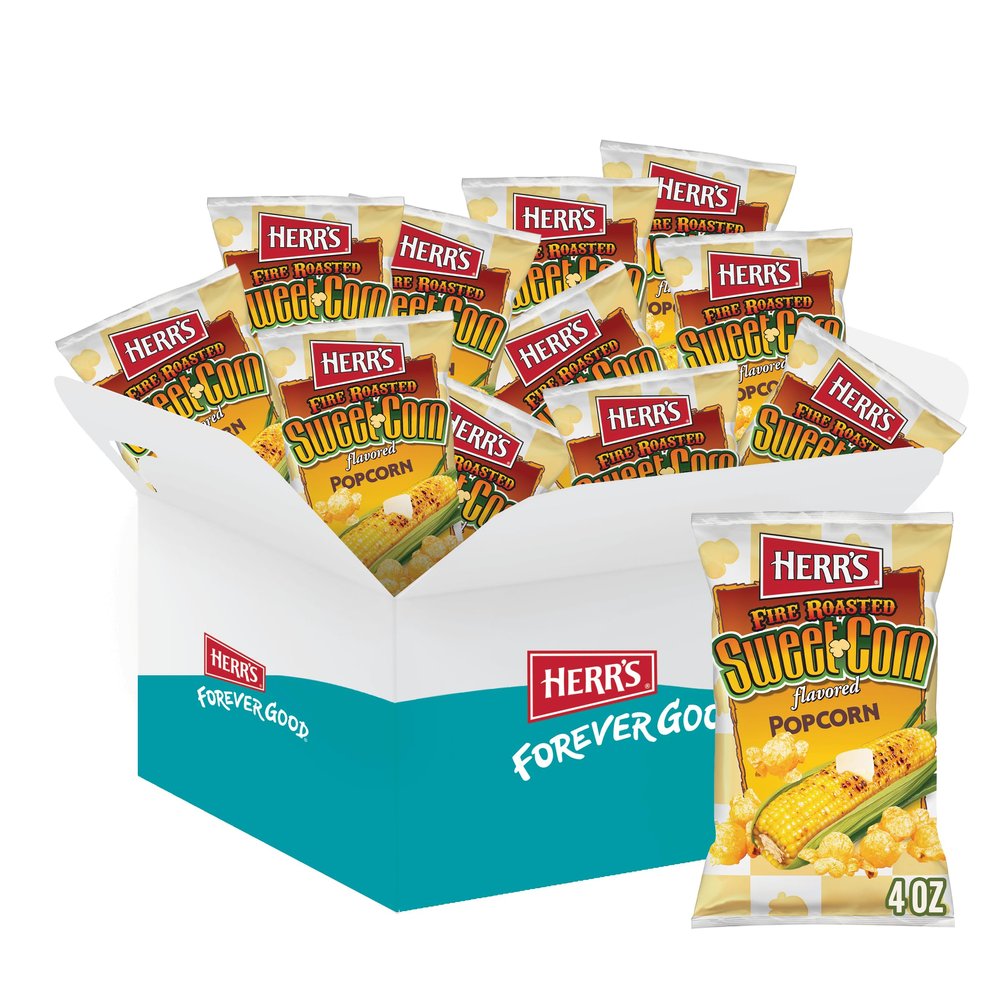Herrs Popcorn, Fire Roasted Sweet Corn Flavor, 4 Ounce (Pack of 12 Bags) Popcorn with Sweet and Smoky Corn Flavor Perfect for sharing with friends