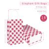 ECOHOLA Magenta Gingham Paper Bags, 16 Pieces Fuchsia Plaid Bags Goodie Bags Party Paper Bags with Handles, 9x5.5x3.2 Inches view 2