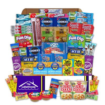 College Care Package for Guys Girls - 56 Count Snack Box Variety Pack - Care Packages for College Students - Dorm Snacks - College Dorm Room Essentials - College Food - Gift Basket from The LakeHouse