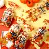 200 Pieces Thanksgiving Treat Bags Fall Cellophane Favor Bags Autumn Plaid Treat Bags Maple Leaves Pumpkin Fall Candy Bags with Twist Ties for Thanksgiving Fall Autumn Party Supplies view 4