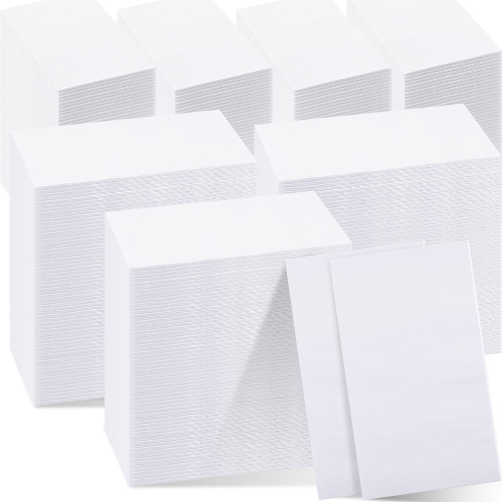 Disposable Napkins for Bathroom White Napkins Disposable Dinner Paper Towel Guest Hand Towels Soft and Absorbent 2-Ply Party Wedding Paper, 16 x 13 Inch(600 Count)