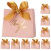 SWANGSA 50 Pack Pink Party Favor Bags Boxes with Gold Bow Ribbon, 4.5x1.8x3.9 Inches, Wedding, Birthday, Baby Shower Party Bridesmaid Valentine's Day view 1