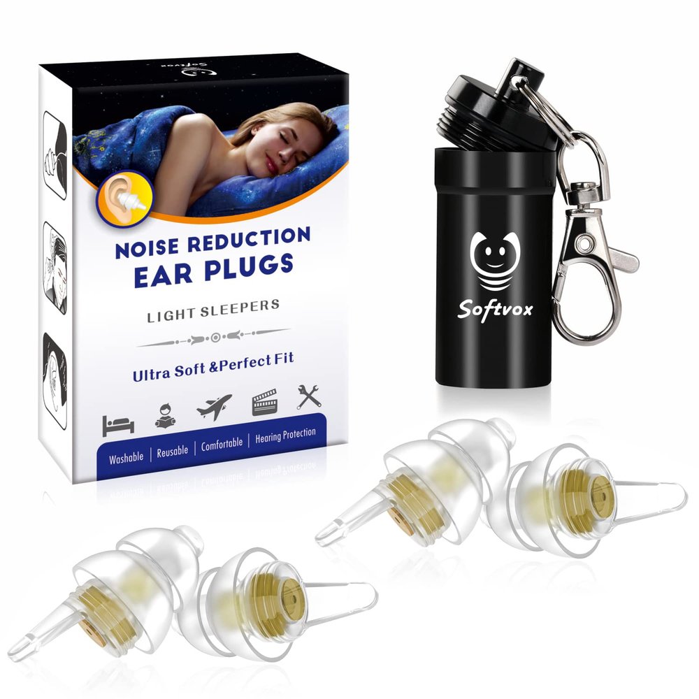 softvox Small Ear Plugs 2 Pairs, Soft Silicone Noise Reduction Earplugs for Adults Kids 12+, Sound Blocking Earbuds for Sleeping, Snoring, Work, Concerts, Music,Travel,Motorcycle