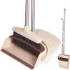 XXFLOWER Broom and Dustpan Set with Long Handle, Light Weight Stainless Steel Poles Stand Upright Dustpans with Broom Combo for Home Kitchen Office Pet Dog Hair, Brown & Beige Color, 1-Pack view 1