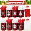 24 Pcs Buffalo Plaid Bags with Tissue Paper, Merry Christmas Santa Claus Kraft Paper Goodie Bags with Handles - Bulk for Christmas Party Supplies view 3