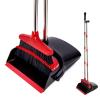 XXFLOWER Broom and Dustpan Set with Long Handle, Light Weight Stainless Steel Poles Stand Upright Dustpans with Broom Combo for Home Kitchen Office Pet Dog Hair, Black & Red Color, 1-Pack view 1