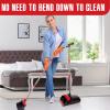 XXFLOWER Broom and Dustpan Set with Long Handle, Light Weight Stainless Steel Poles Stand Upright Dustpans with Broom Combo for Home Kitchen Office Pet Dog Hair, Black & Red Color, 1-Pack view 4