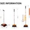 XXFLOWER Broom and Dustpan Set with Long Handle, Light Weight Stainless Steel Poles Stand Upright Dustpans with Broom Combo for Home Kitchen Office Pet Dog Hair, Black & Orange Color, 1-Pack view 2