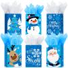 24 Pcs Merry Christmas Kraft Paper Goodie Bags with Handles - Bulk Wrapping with Tissue Paper - Snowman, Small view 1
