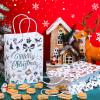 24 Pcs Bags with Tissue Paper, Merry Christmas Xmas Kraft Paper Goodie Bags with Handles - Bulk for Gift Wrapping, Holiday Party Supplies (Silver Snowflake, Small) view 2