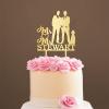 Personalized Mr And Mr Funny Cake Topper Gay Silhouette Cake Topper for Wedding with Dog Rustic Mr And Mr Cake Topper with Cat Same Sex Marriage Cake Topper (Mirror Gold Acrylic) view 1