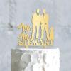 Personalized Mr And Mr Funny Cake Topper Gay Silhouette Cake Topper for Wedding with Dog Rustic Mr And Mr Cake Topper with Cat Same Sex Marriage Cake Topper (Mirror Gold Acrylic) view 3