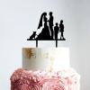 Couple Silhouette with Kids Cake Topper, Custom Mr And Mrs Wedding Cake Topper, Family Wedding Cake Topper with Kids, Black Acrylic Cake Topper, Anniversary Cake Topper view 2