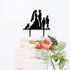Couple Silhouette with Kids Cake Topper, Custom Mr And Mrs Wedding Cake Topper, Family Wedding Cake Topper with Kids, Black Acrylic Cake Topper, Anniversary Cake Topper view 3