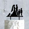 Couple Silhouette with Kids Cake Topper, Custom Mr And Mrs Wedding Cake Topper, Family Wedding Cake Topper with Kids, Black Acrylic Cake Topper, Anniversary Cake Topper view 4