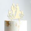 Couple Silhouette Cake Topper with Pet, Mr And Mrs Cake Topper, Wood Cake Topper for Wedding, Custom Script Cake Toppers for Wedding, Script Cake Toppers for Wedding view 4