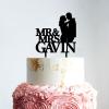 Bride And Groom Cake Topper, Mr And Mrs Wedding Cake Topper, Black Acrylic Cake Topper for Wedding, Custom Script Cake Toppers for Wedding, Cake Topper Wedding view 2
