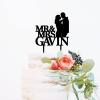 Bride And Groom Cake Topper, Mr And Mrs Wedding Cake Topper, Black Acrylic Cake Topper for Wedding, Custom Script Cake Toppers for Wedding, Cake Topper Wedding view 3