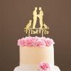 Personalized Cake Topper for Wedding Stylish Gay Marriage Silhouette Wedding Cake Topper with Dog Mr And Mr Cake Topper with Cat Marriage Equality Cake Topper (Mirror Gold Acrylic) view 1