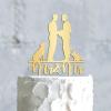 Personalized Cake Topper for Wedding Stylish Gay Marriage Silhouette Wedding Cake Topper with Dog Mr And Mr Cake Topper with Cat Marriage Equality Cake Topper (Mirror Gold Acrylic) view 3