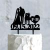 Couple Silhouette with Kids Cake Topper, Custom Mr And Mrs Wedding Cake Topper, Couple Cake Topper with Children, Black Acrylic Cake Topper, Gift for Anniversary view 4
