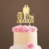 Personalized Cake Topper for Wedding Gay Marriage Gay Couple Silhouette Cake Topper with Dog Rustic Mr And Mr Cake Topper with Cat Groom And Groom Same Sex Wedding Topper (Mirror Gold Acrylic) view 1