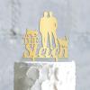 Personalized Cake Topper for Wedding Gay Marriage Gay Couple Silhouette Cake Topper with Dog Rustic Mr And Mr Cake Topper with Cat Groom And Groom Same Sex Wedding Topper (Mirror Gold Acrylic) view 3