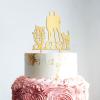 Personalized Cake Topper for Wedding Gay Marriage Gay Couple Silhouette Cake Topper with Dog Rustic Mr And Mr Cake Topper with Cat Groom And Groom Same Sex Wedding Topper (Mirror Gold Acrylic) view 4