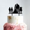 Bride And Groom with Children Cake Topper, Custom Children Cake Topper, Wedding Cake Topper Happy Family, Black Acrylic Cake Topper, Couple Wedding Decoration view 2