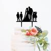 Bride And Groom with Children Cake Topper, Custom Children Cake Topper, Wedding Cake Topper Happy Family, Black Acrylic Cake Topper, Couple Wedding Decoration view 3