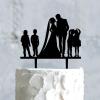 Bride And Groom with Children Cake Topper, Custom Children Cake Topper, Wedding Cake Topper Happy Family, Black Acrylic Cake Topper, Couple Wedding Decoration view 4