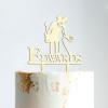 Bride And Groom Cake Topper with Pet, Wedding Mr & Mrs Cake Topper, Mirror Gold Acrylic Cake Topper for Wedding, Personalized Wedding Cake Topper, Funny Cake Toppers for Wedding view 4
