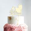 Couple Silhouette Cake Topper with Pet, Wedding Mr & Mrs Cake Topper, Wood Cake Topper for Wedding, Custom Script Cake Toppers for Wedding, Rustic Wedding Cake Topper view 3
