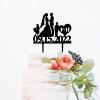 Couple Silhouette with Kids Cake Topper, Custom Mr And Mrs Wedding Cake Topper, Family Cake Topper, Black Acrylic Cake Topper, Gift for Anniversary view 3