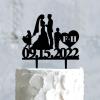 Couple Silhouette with Kids Cake Topper, Custom Mr And Mrs Wedding Cake Topper, Family Cake Topper, Black Acrylic Cake Topper, Gift for Anniversary view 4