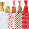 100 Christmas Cellophane Bags with Twist Ties - Plastic Snack Bags for Parties, Cookies, Candies & Gifts view 1