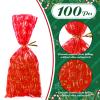 100 Christmas Cellophane Bags with Twist Ties - Plastic Snack Bags for Parties, Cookies, Candies & Gifts view 4