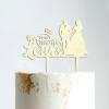 Couple Silhouette Cake Topper with Pet, Mr And Mrs Cake Toppers, Mirror Gold Acrylic Cake Topper for Wedding, Custom Mr Mrs Cake Topper, Rustic Wedding Cake Topper view 4