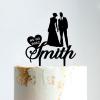 Couple Silhouette Cake Topper, Mr And Mrs Cake Topper, Black Acrylic Cake Topper for Wedding, Personalized Wedding Cake Topper, Rustic Wedding Cake Topper view 1