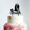 Couple Silhouette Cake Topper, Mr And Mrs Cake Topper, Black Acrylic Cake Topper for Wedding, Personalized Wedding Cake Topper, Rustic Wedding Cake Topper view 2
