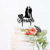 Couple Silhouette Cake Topper, Mr And Mrs Cake Topper, Black Acrylic Cake Topper for Wedding, Personalized Wedding Cake Topper, Rustic Wedding Cake Topper view 3