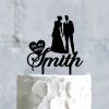 Couple Silhouette Cake Topper, Mr And Mrs Cake Topper, Black Acrylic Cake Topper for Wedding, Personalized Wedding Cake Topper, Rustic Wedding Cake Topper view 4