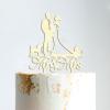 Couple Silhouette Cake Topper with Pet, Mr And Mrs Cake Topper, Wood Wedding Cake Topper, Family Wedding Cake Topper, Script Cake Toppers for Wedding view 4