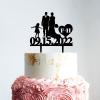 Couple Silhouette with Kids Cake Topper, Custom Mr And Mrs Wedding Cake Topper, Family Wedding Cake Topper with Kids, Black Acrylic Cake Topper, Gift for Anniversary view 2