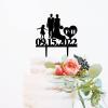 Couple Silhouette with Kids Cake Topper, Custom Mr And Mrs Wedding Cake Topper, Family Wedding Cake Topper with Kids, Black Acrylic Cake Topper, Gift for Anniversary view 3