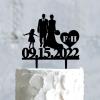 Couple Silhouette with Kids Cake Topper, Custom Mr And Mrs Wedding Cake Topper, Family Wedding Cake Topper with Kids, Black Acrylic Cake Topper, Gift for Anniversary view 4