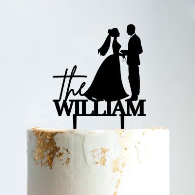 Bride And Groom Cake Topper, Mr And Mrs Cake Toppers, Black Acrylic Cake Topper for Wedding, Custom Cake Toppers for Wedding / Anniversary, Cake Topper Wedding