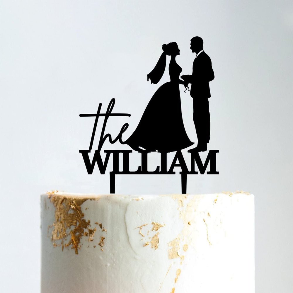 Bride And Groom Cake Topper, Mr And Mrs Cake Toppers, Black Acrylic Cake Topper for Wedding, Custom Cake Toppers for Wedding / Anniversary, Cake Topper Wedding